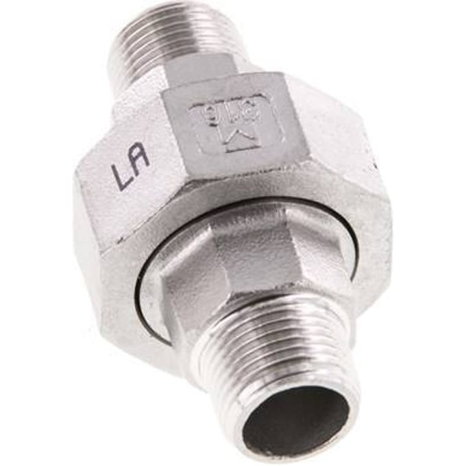 R 3/8'' RVS Borstnippel 3-delig met Conische afdichting 16 Bar