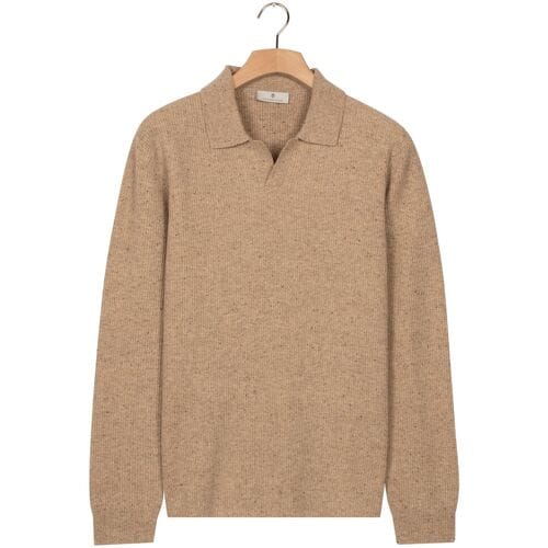 Thomas Maine Trui New England Donegal Merino Wool Structure Knit Licht Beige / male