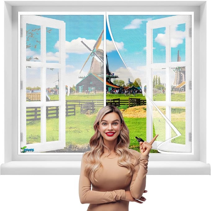 Magnetisch Vliegengordijn voor Ramen - 165x90cm - Zelfklevend Horraam - Wit