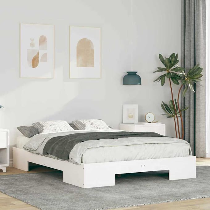 vidaXL - Bedframe - Wit - 140 - x - 190 - cm