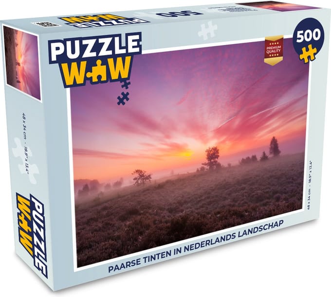 Puzzel Paarse tinten in Nederlands landschap - Legpuzzel - Puzzel 500 stukjes