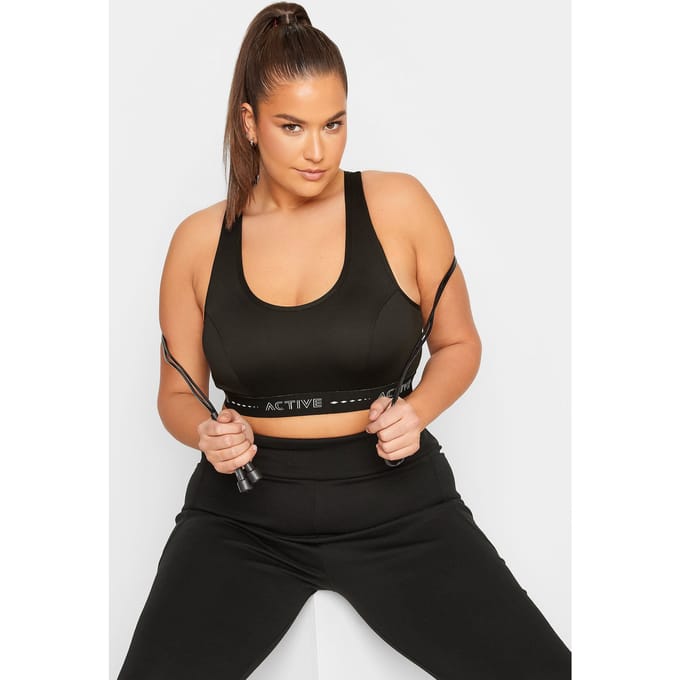 Yours Active Sportbh Met Logo In Zwartsize 58-60