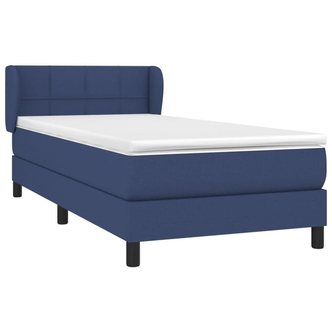 vidaXL - Boxspring - met - matras - stof - blauw - 90x200 - cm