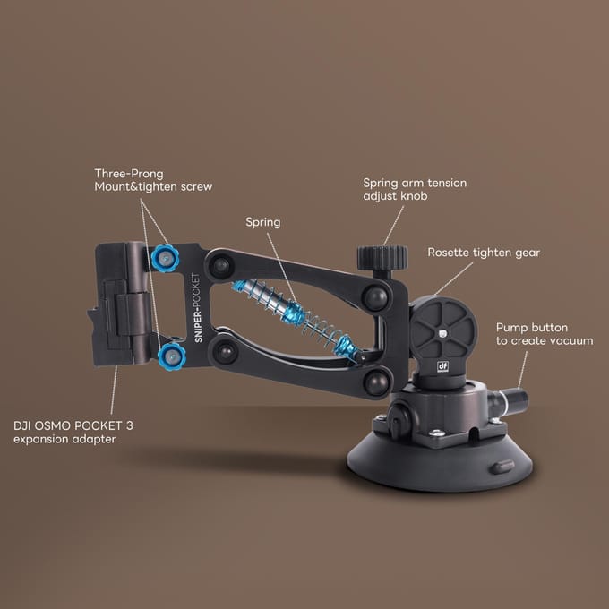 Support à ventouse pour voiture Bras à ressort amortisseur Support de caméra pour pare-brise de véhicule Compatible avec noir