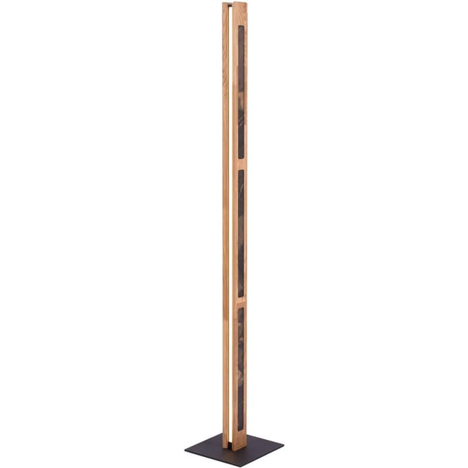 Elobra LED vloerlamp Chile, 4-zijdig, eiken/kleurrijke leisteen, 150 cm