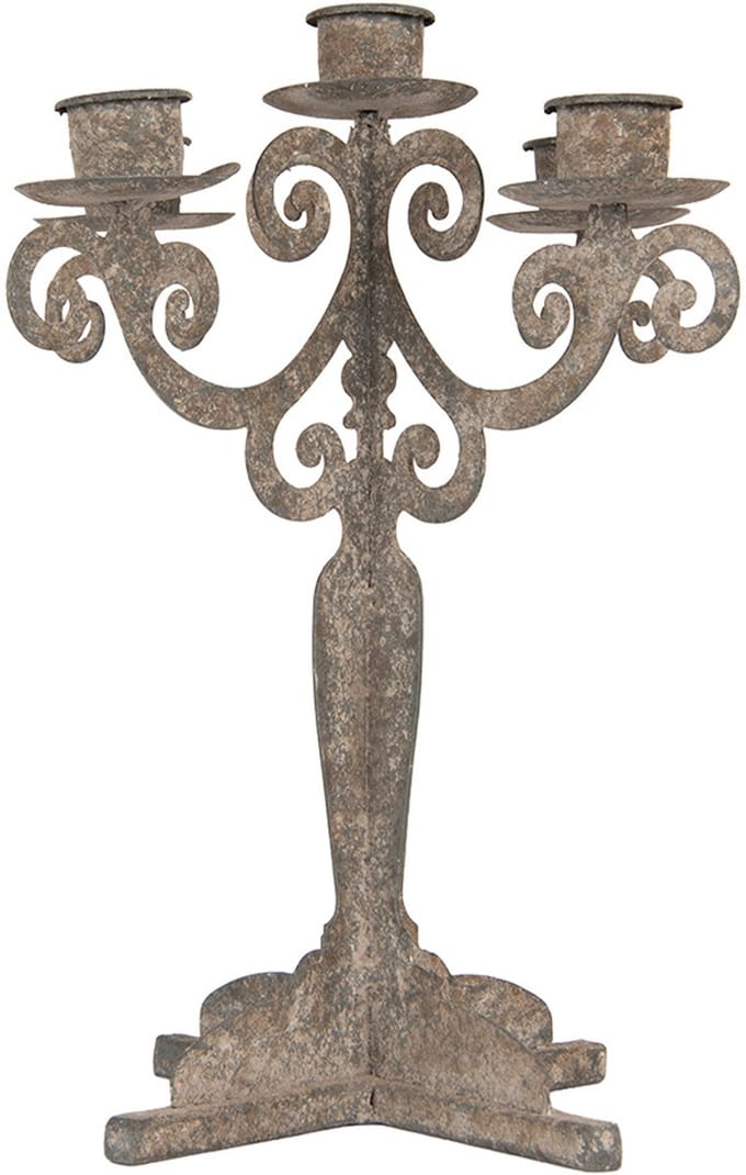 Clayre & Eef Kandelaar 26x26x35 cm Grijs Metaal