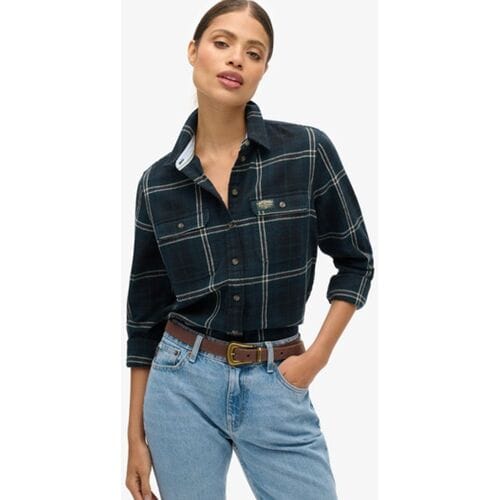 Superdry Geruit Flanellen Houthakkersoverhemd Blauw Grootte: 40