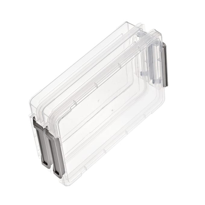 2pcs Boîte de classement portable en plastique Empilable Anti-poussière Protectrice Transparente A4 Étui pour documents pour Document grise