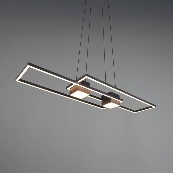 Trio Lighting Albany LED hanglamp, zwart, 100 x 28 cm, aluminium CCT dimbaar