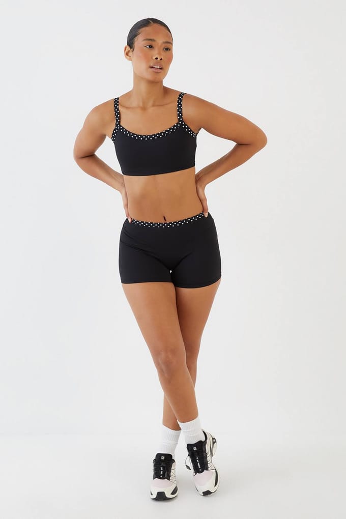 Dames Dsgn Studio Sculpt Contrast Polkadot Mini Short | Zwart | Maat: Medium