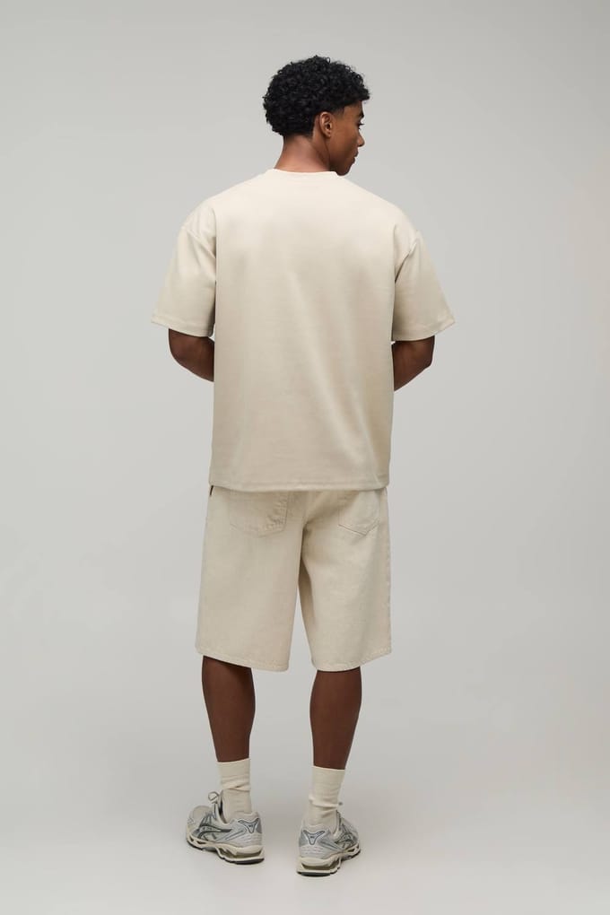 Oversized Premium Interlock T-Shirt | Stone | Size Medium