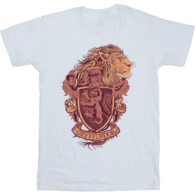 Harry Potter Heren Gryffindor Schets Crest T-Shirt (Wit)