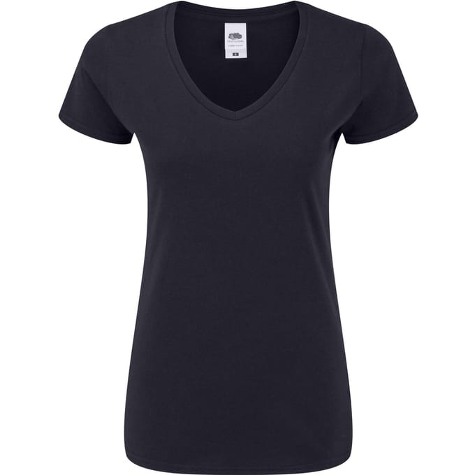 Fruit of the Loom Dames/Dames Iconic 150 V Hals T-shirt (Deep Navy)