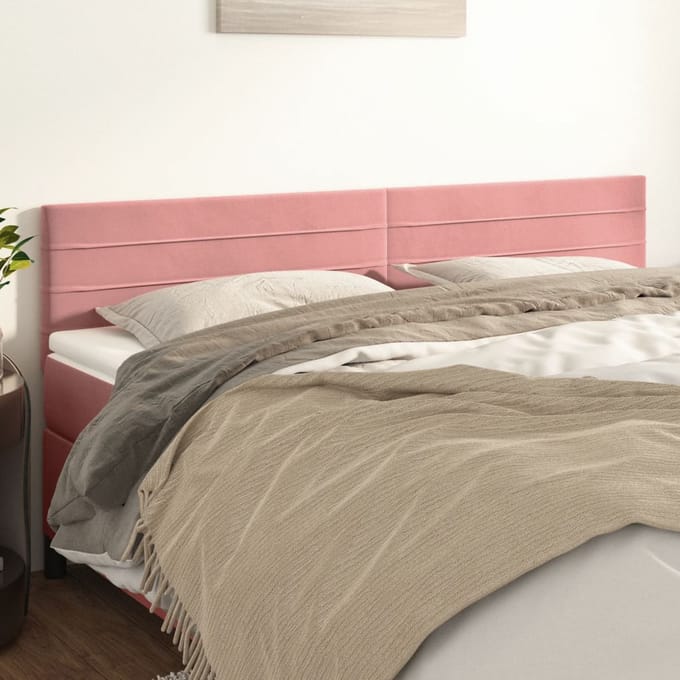 vidaXL - Hoofdborden - 200x5x78/88 - cm - fluweel - roze
