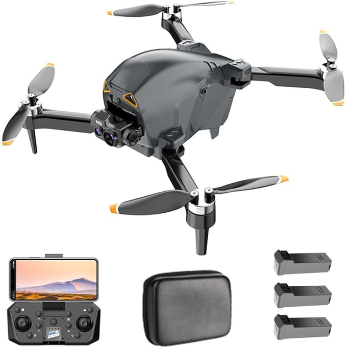 Afstandsbediening Drone met camera 4K Dubbele camera Obstakel vermijden Borstelloze motor Optische stroom 3 battery zwart