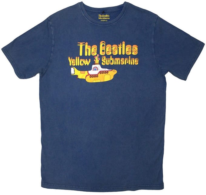 The Beatles - Logo & Sub Heren T-shirt - S - Blauw