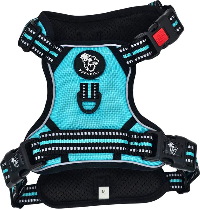 Frenkiez reflective no pull comfort harness Tiffany Blue maat XS