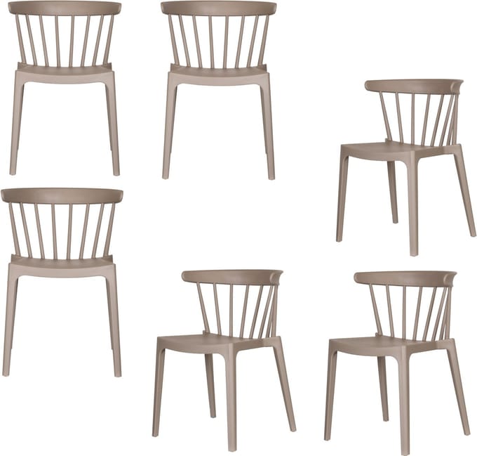 WOOOD Bliss Tuinstoelen - Kunststof - Taupe - Set van 6