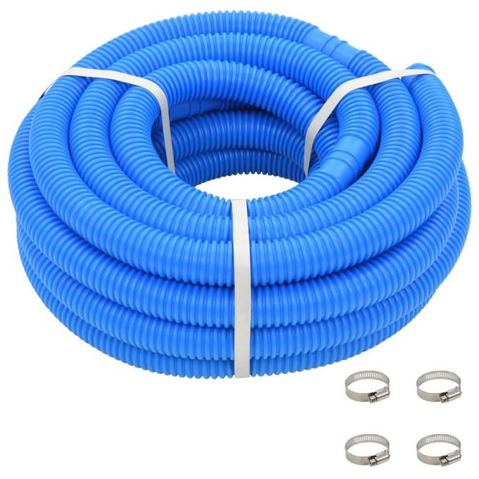 vidaXL - Zwembadslang - met - klemmen - 38 - mm - 12 - m - blauw