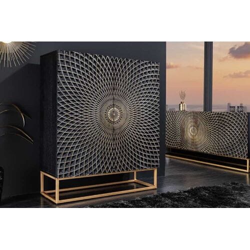 Highboard illussie zwart mangohout