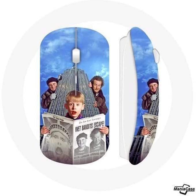 Souris Sans Fil - Home Alone - Maman j'ai encore raté l'avion - Bleu - USB wifi - Compatible Mac et PC