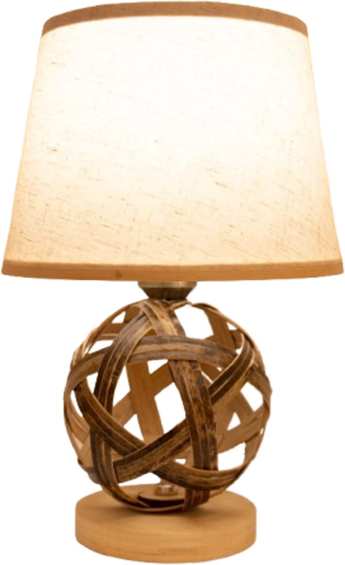 Fine Asianliving Bamboe Tafellamp Bruin Handgemaakt - Leila D24xH36cm