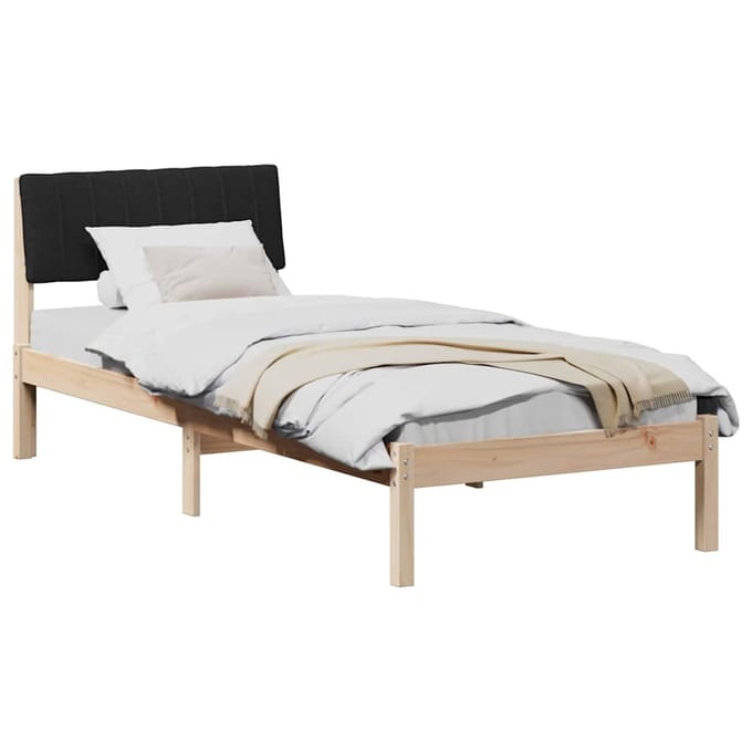 vidaXL - Bedframe - Bruin - en - zwart - 75 - x - 190 - cm - Massief - grenenhout