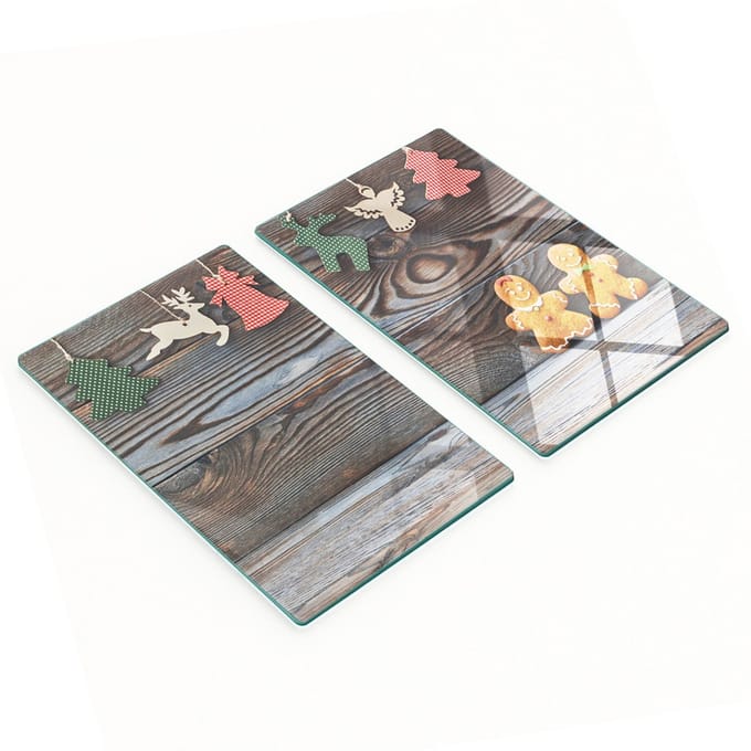 Keukenplanken van gehard glas met kerstafbeeldingen, 2x30x52 cm