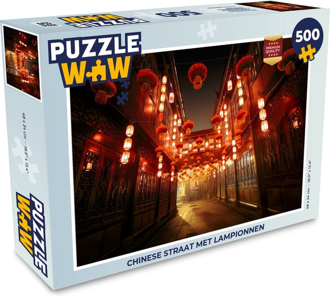 Puzzel Chinese straat met lampionnen - Legpuzzel - Puzzel 500 stukjes