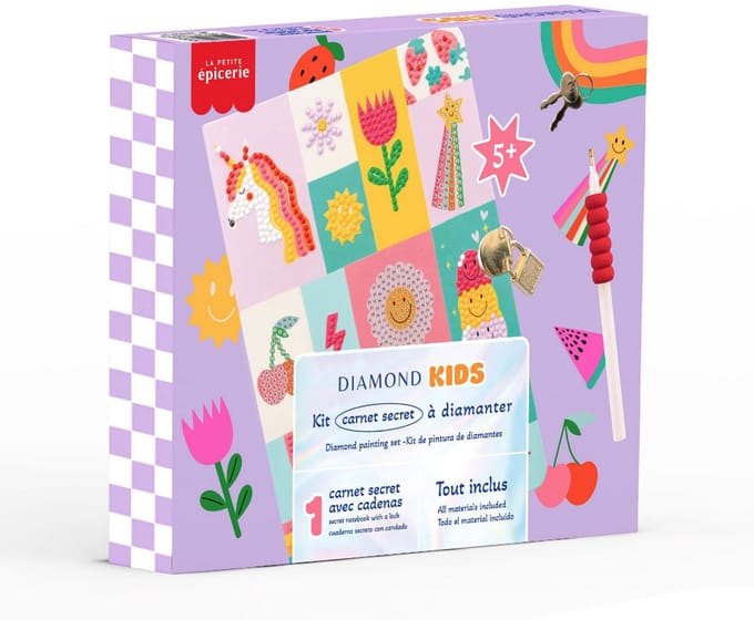 La Petite Epicerie Diamond Painting Kit for kinderen "SECRET NOTEBOOK WITH A LOCK"| Creatieve | Hobbyset | beginnersvriendelijk