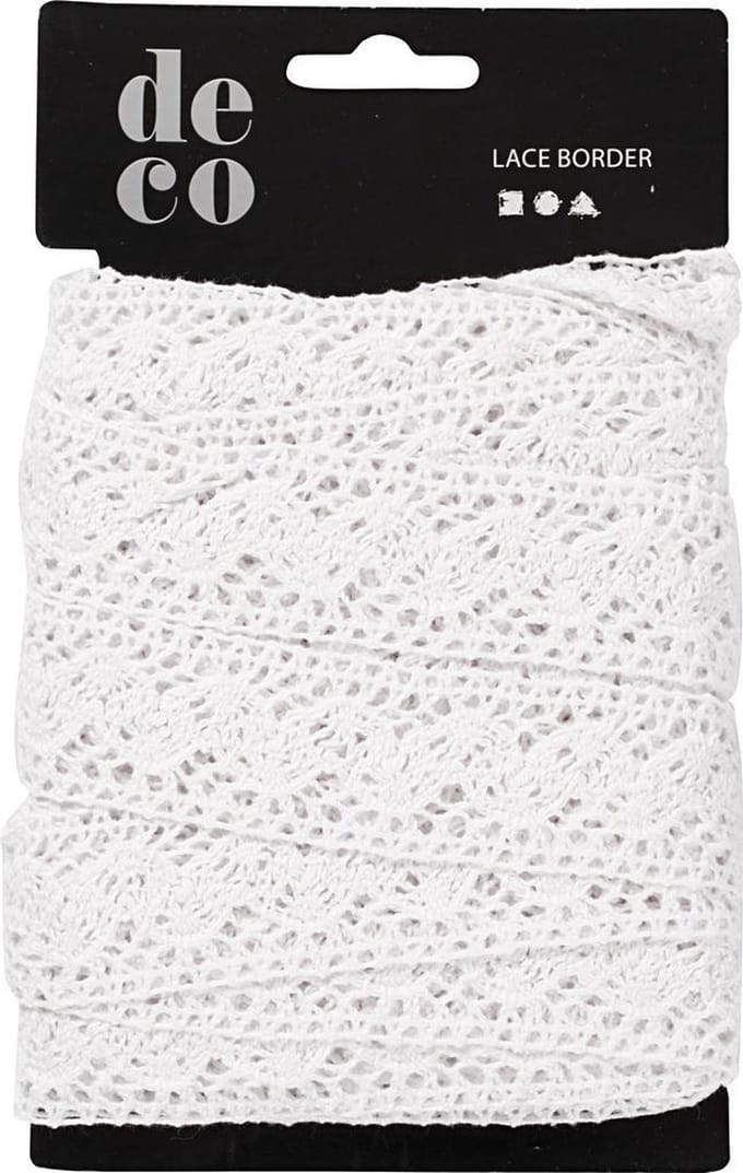 Gehaakt Kanten lint, b: 30 mm, 10 m, wit