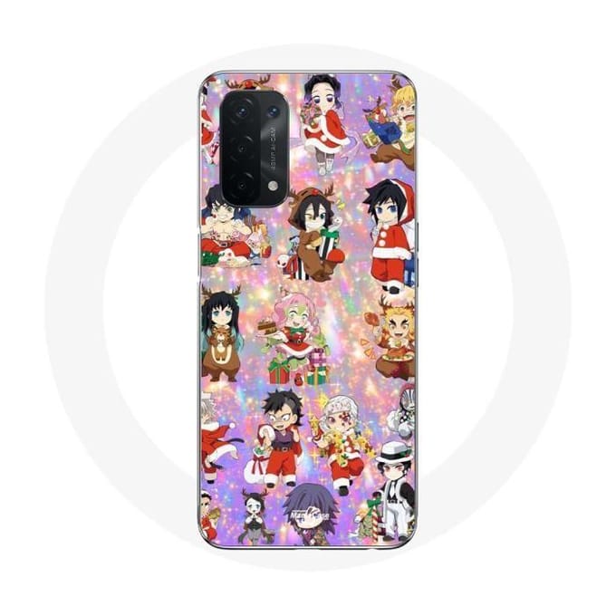 Coque pour Oppo A54 5G Demon slayer merry christmas affiche le cadeau de noël