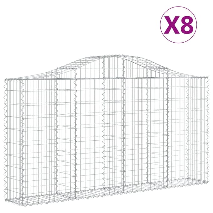 vidaXL - Schanskorven - 8 - st - gewelfd - 200x30x100/120 - cm - ijzer