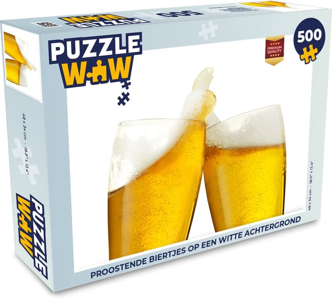 Puzzel Proostende biertjes op een witte achtergrond - Legpuzzel - Puzzel 500 stukjes