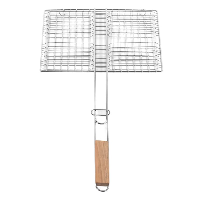 BBQ Grillmand Verchroomd Staal Roestvrij Multifunctioneel Vis Grillmand voor Buiten white