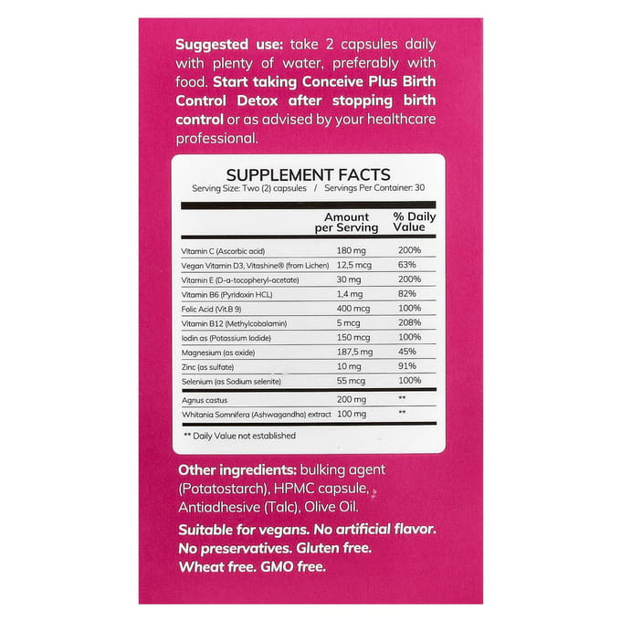 Vrouwelijke Anticonceptie Detox, 60 Capsules