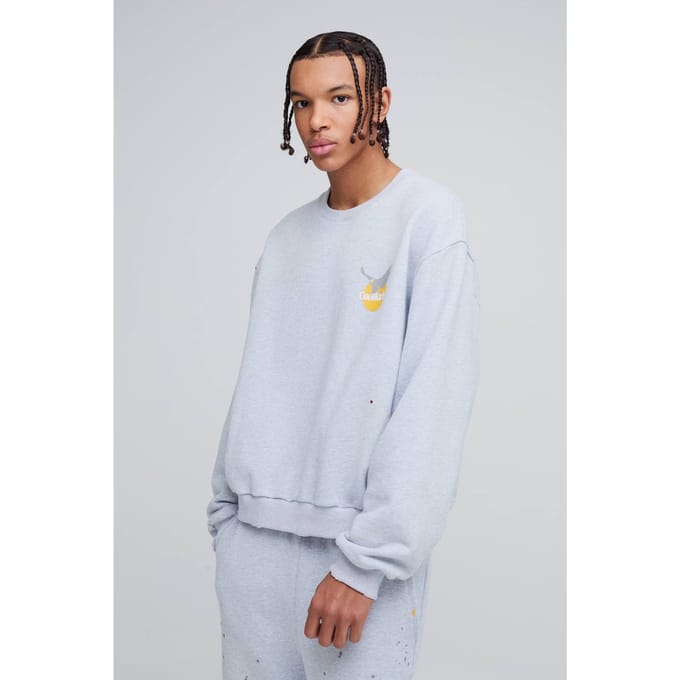 Oversized Boxy Heavyweight Coolkicks Sweatshirt | Grey | Size Medium