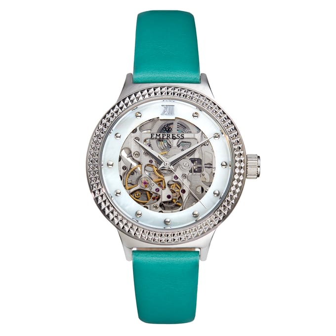 Keizerin Alice Automatisch MOP-horloge met skelet wijzerplaat en lederen band