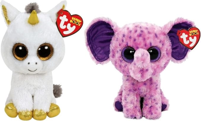 Ty - Knuffel - Beanie Boo's - Pegasus Unicorn & Eva Elephant