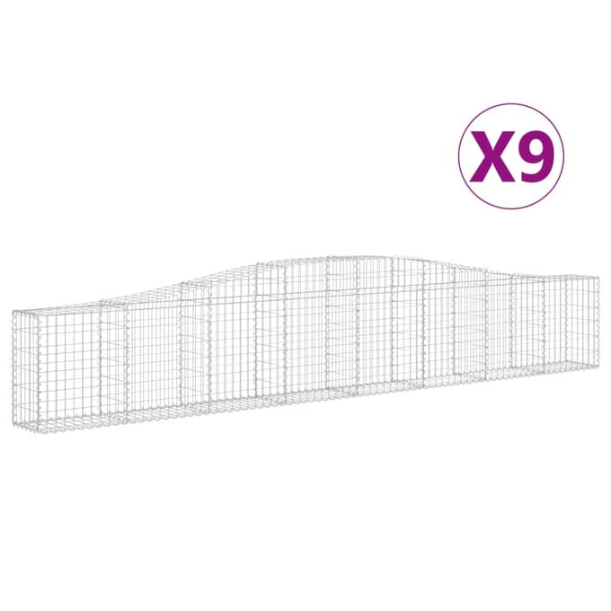 vidaXL - Schanskorven - 9 - st - gewelfd - 400x30x60/80 - cm - ijzer