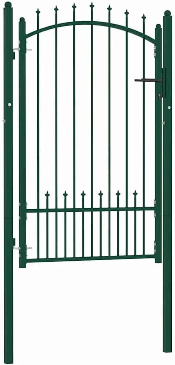 Stevige Tuinpoort met Speerpunten 100x150 cm Groen Staal