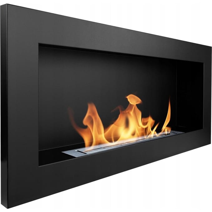 Hangende bio-haard 90x40x12 cm Zwart Gestructureerd Mat