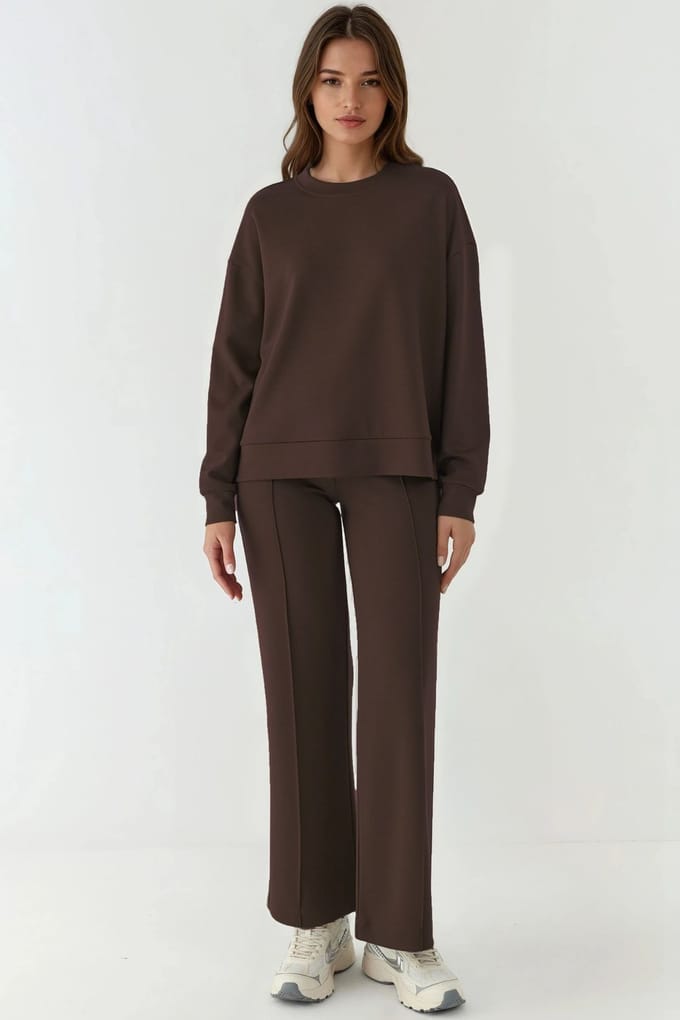 Modal Touch Ribbels Gedetailleerde Wijde Pantalons