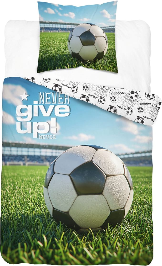 Voetbal Dekbedovertrek Stadium Eenpersoons 140 x 200 Katoen Never Give UP