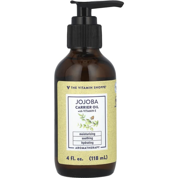 The Vitamin Shoppe, Jojoba Base Oil with Vitamin E, 4 fl oz (118 ml) black