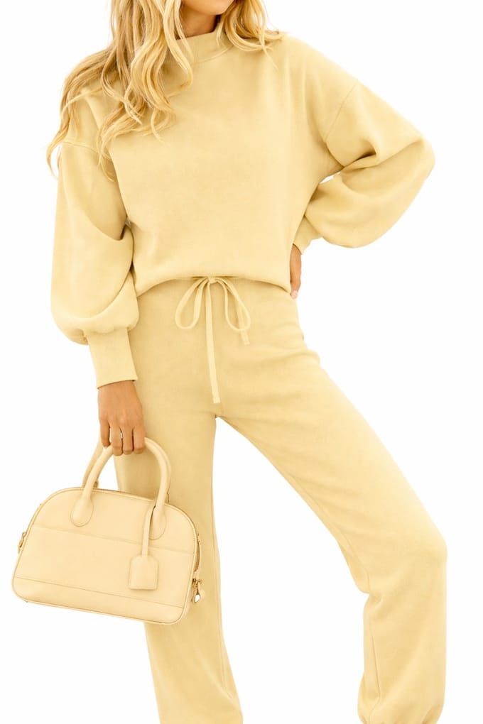 Relax Fit Dames Kledingset - Broek - Trui - Geel