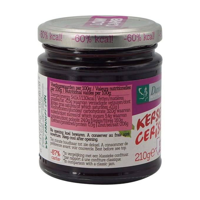Damhert Dieet Jam (0 toegevoegde suikers) - 210 gram - Kersen