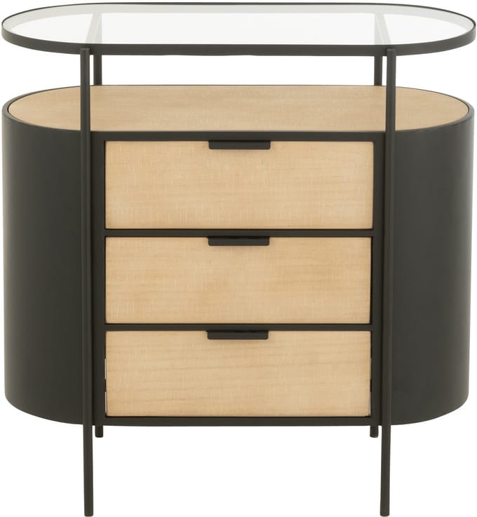 J-Line kast Avy - ijzer - naturel/zwart