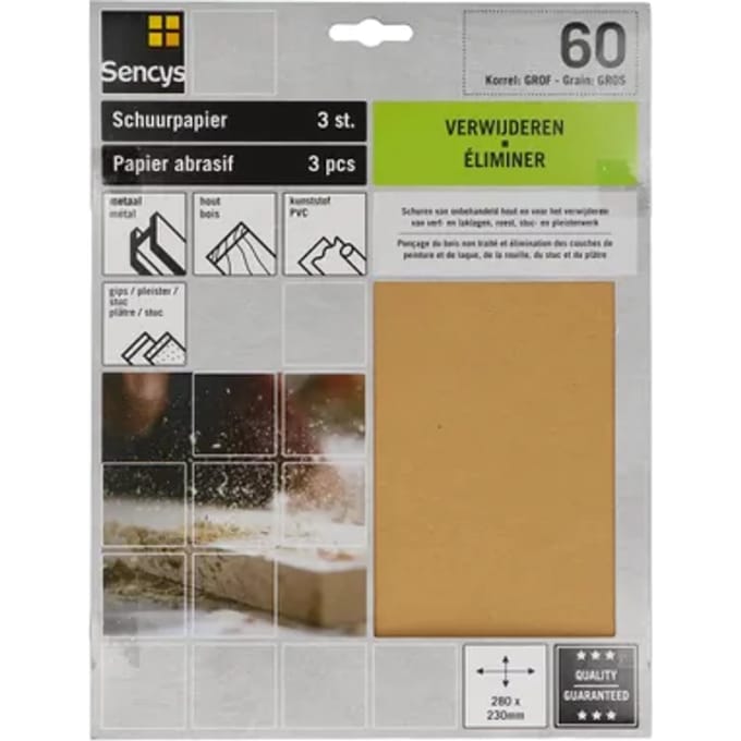 Sencys Schuurvel - P60 - A-o - 230x280mm - 3 Stuks