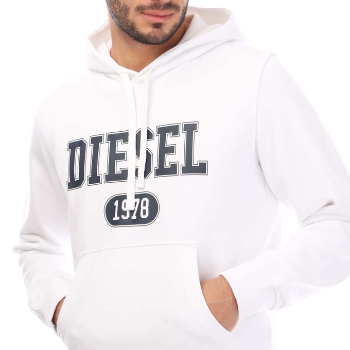 Heren Diesel S-Ginn 1-B Hoodie in Wit